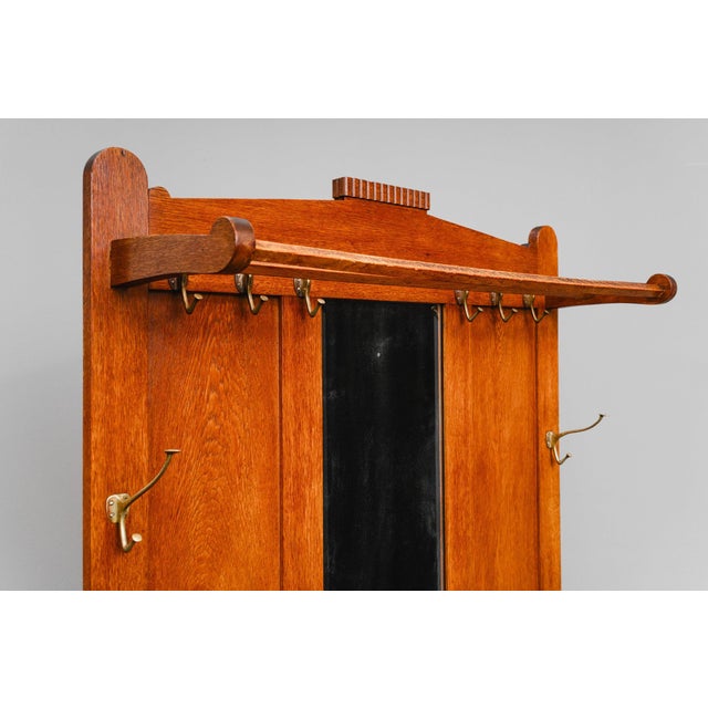 Brown Early 20th Century Art Nouveau Wardrobe in Oak For Sale - Image 8 of 18