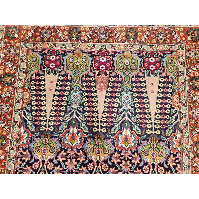Antique Persian Tabriz Area Rug, Hand-Knotted Wool, All-over Geometric Pattern, Navy & Green, 3x6 For Sale In Chicago - Image 6 of 13