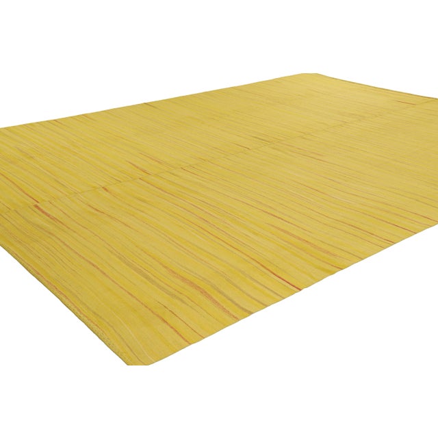 Rug & Kilim Rug & Kilim’s Oversized Contemporary Kilim in Yellow With Stripes For Sale - Image 4 of 7