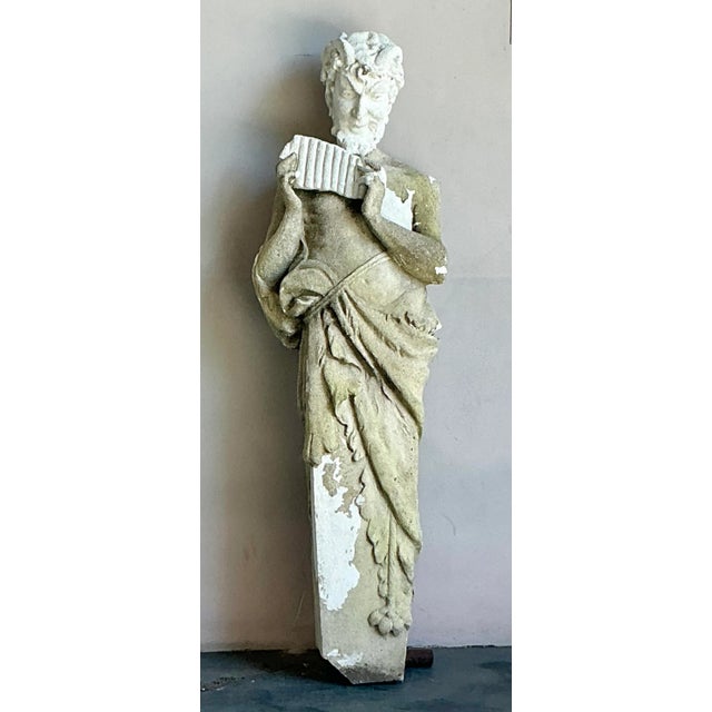 Vintage Boho Cast Concrete Figure of Pan For Sale - Image 4 of 9