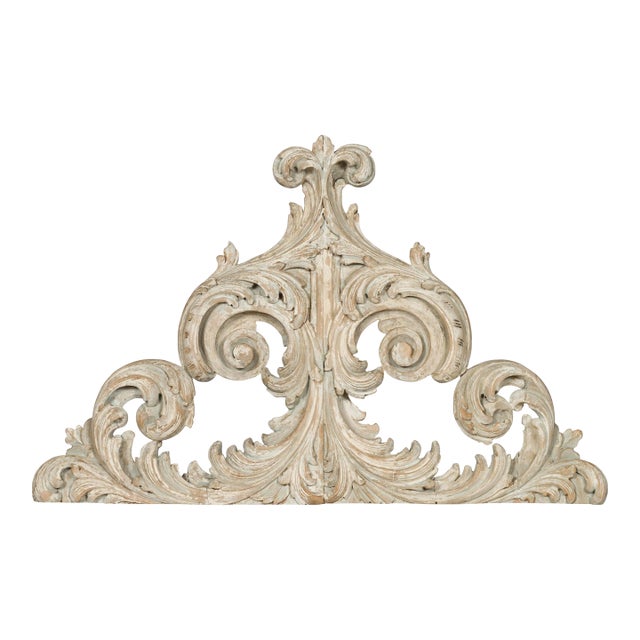 Italian Rococo Style 19th Century Painted Fragment with Carved Acanthus Leaves For Sale