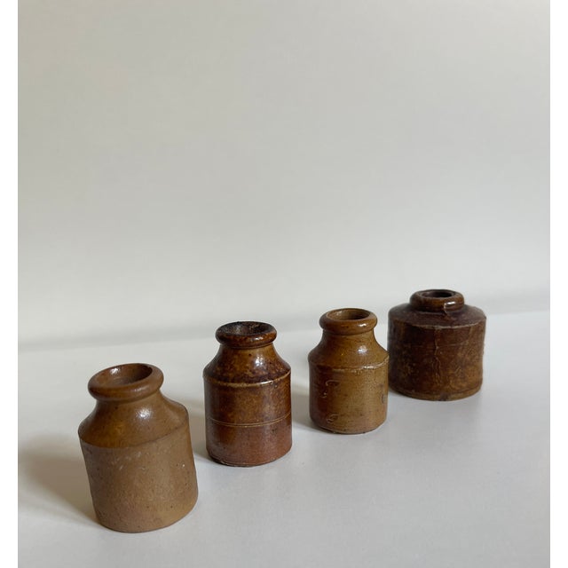 The Victorian School Room Set of 4 Salt-Glazed Stoneware Ink Pots, C 1880 Pair of Antique Victorian Stoneware Master Jars (Coordinates With Set of 4 For Sale - Image 14 of 14