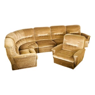 Vintage Modular Velvet Sofas and Armchairs, 1960s, Set of 6 For Sale
