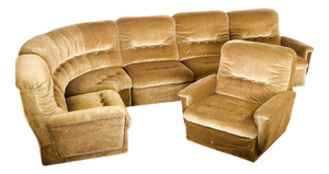 Vintage Modular Velvet Sofas and Armchairs, 1960s, Set of 6