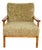 Vintage Wood Lounge Chair with Olive Green Long Pile Upholstery, 1970 For Sale