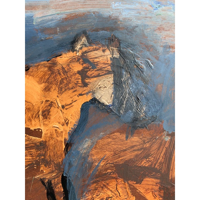 Burnt Orange Sylvia Rutkoff | "The Cowboy" | Mixed Media Figurative | Oil, Sand & Gesso on Masonite | New York Postwar Avant-Garde For Sale - Image 8 of 11