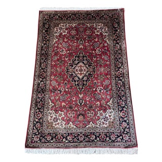Vintage Ghom Silk Oriental Rug in 100% Silk, 1980s For Sale
