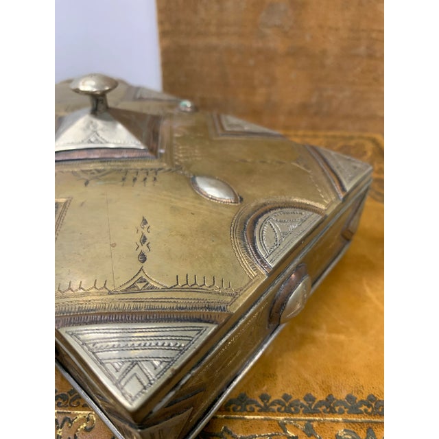 Antique Handmade & Hand-Tooled Metal Box From the Tuareg People of Mali For Sale - Image 4 of 9