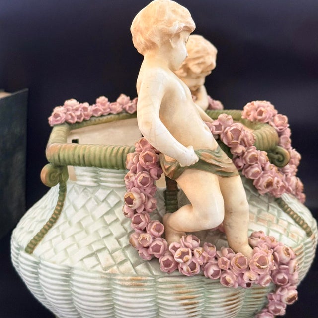 Antique Austrian Amphora Teplitz Figural Cherub Centerpiece Bowl, C. 1890 For Sale - Image 15 of 18