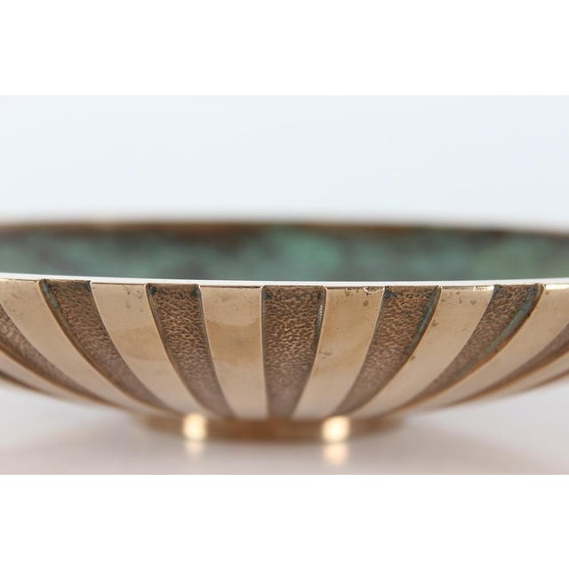 Tinos Art Deco heavy bronze dish with outstanding verdigris green patina made in Denmark 1940-50. The back of the dish has...