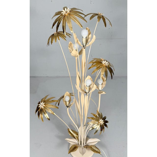 Metal Hollywood Regency Floral Floor Lamp by Hans Kögl, 1970s For Sale - Image 7 of 18