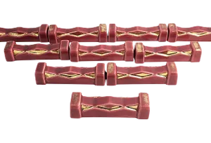 Art Deco Burgundy & Gold Knife Rests - Set of 10