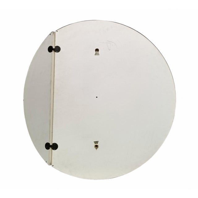 Modern Round Wall Mirror with Curved Side Panel, Italy, 1980s For Sale - Image 4 of 10