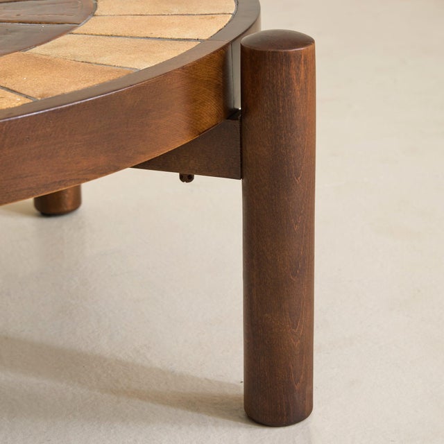 French Ceramic + Oak Coffee Table Attributed to Roger Capron, 1960s For Sale - Image 10 of 11