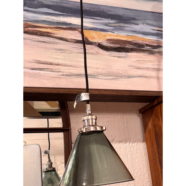 2020s Restoration Hardware 20th C. Factory Filament Smoke Glass Barn Pendant For Sale - Image 5 of 14