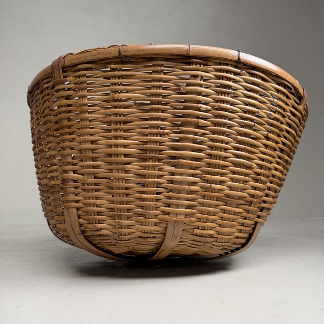Large Japanese Bamboo Basket, 1950s For Sale - Image 12 of 12