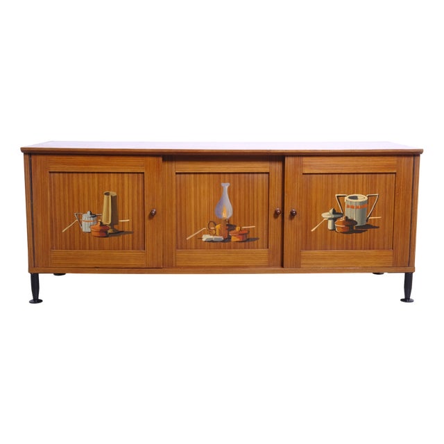 Mid-Century Sideboard in Hand-Painted Wood, 1950s For Sale