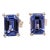 Tanzanite Solitaire Stud Earrings in Solid 14k Gold Emerald Cut - 2 Pieces For Sale