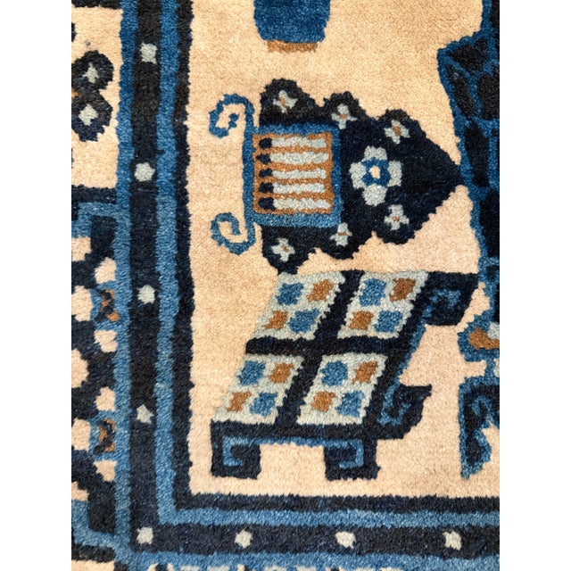 Navy Blue Antique Chinese Peking Rug With Scholar Objects 2'3" X 4'3" For Sale - Image 8 of 15
