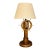 1950s Nautical Wooden Ship Wheel Table Lamp With Linen Gold-Lined Shade – Coastal Maritime Accent Lighting For Sale