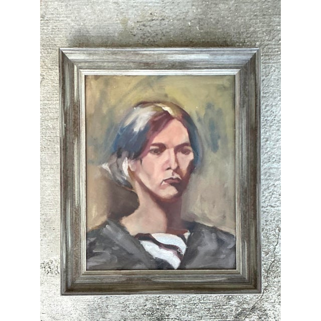 Late 20th Century Vintage Original Oil Portrait on Canvas For Sale - Image 5 of 12