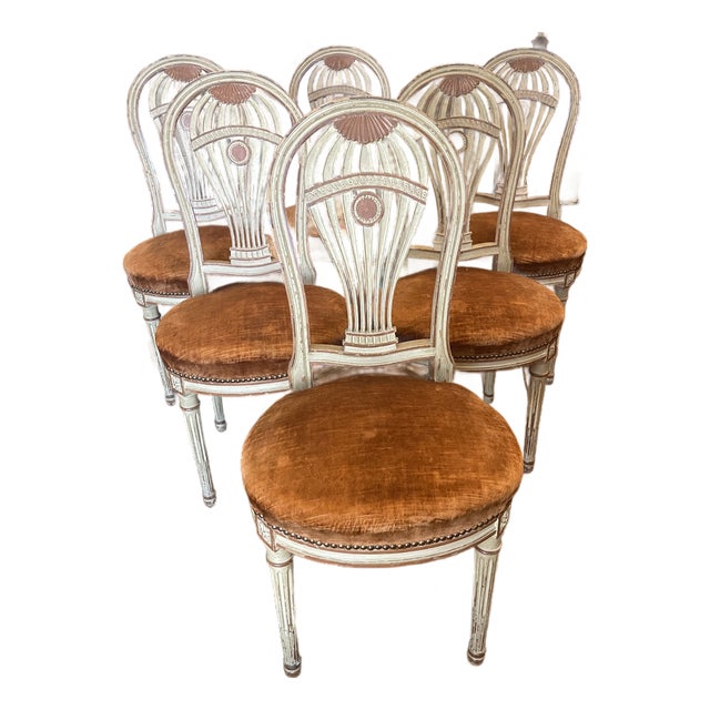 Early 20th Century Set of Six French Balloon Back Dining Chairs For Sale