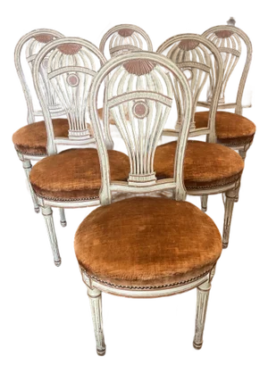 Early 20th Century Set of Six French Balloon Back Dining Chairs