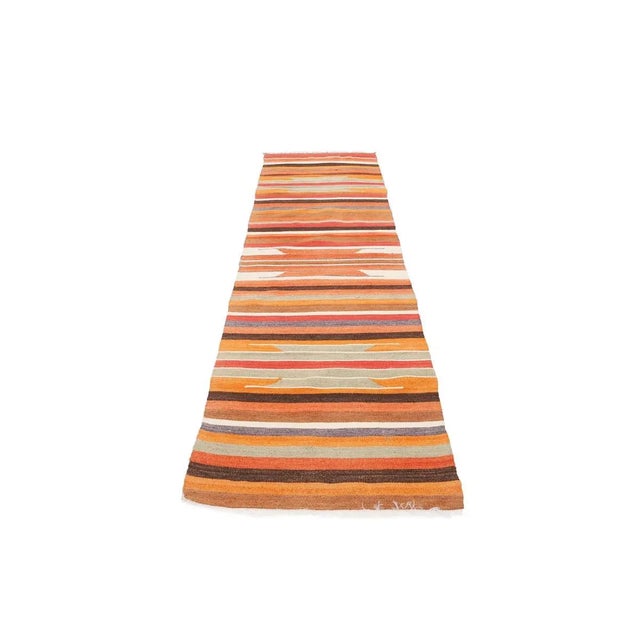 Handwoven striped Herki kilim rug. Approximately 40-50 years old. In very good condition.