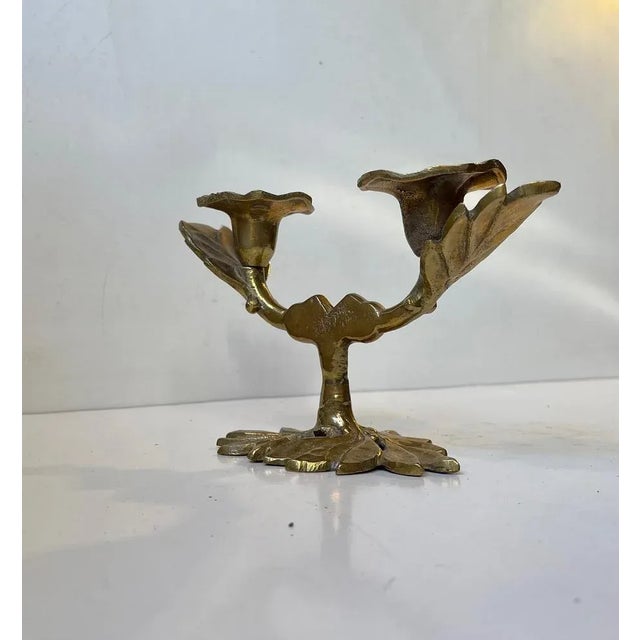 Vintage Brass Italian Leaf Candleholder, 1970s For Sale - Image 3 of 6