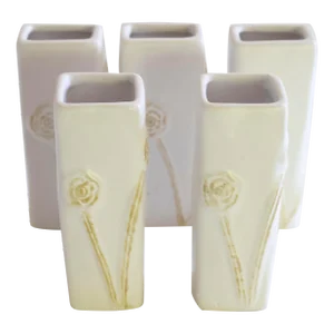Vintage Ceramic Pottery Bud Vases--Set of 5