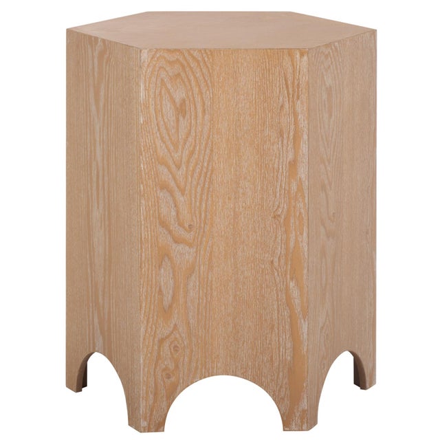 Wood Barahan End Table in Bleached White For Sale - Image 7 of 7