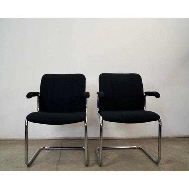 1970s 1970’s Mid-Century Modern Chrome Arm Chairs - A Pair For Sale - Image 5 of 12