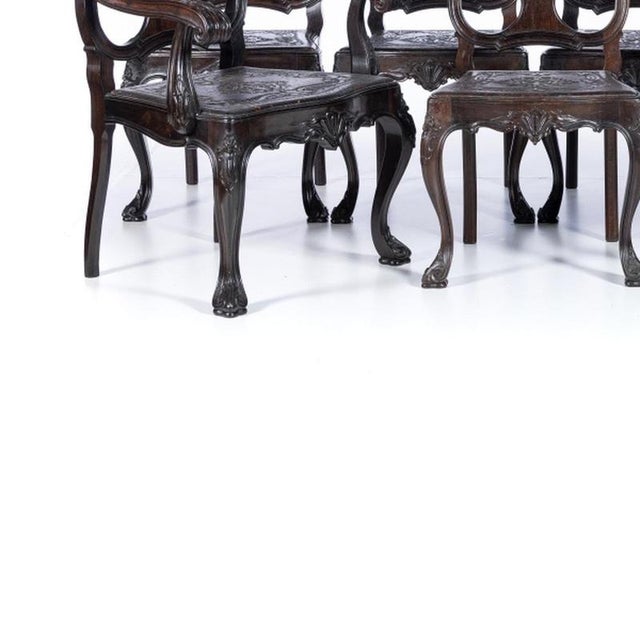 Armchairs and Seven Chairs in Fine Wood, Set of 9 For Sale - Image 3 of 6
