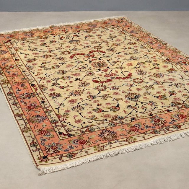 Red Middle Eastern Tabriz 60 Ray Rug For Sale - Image 8 of 8