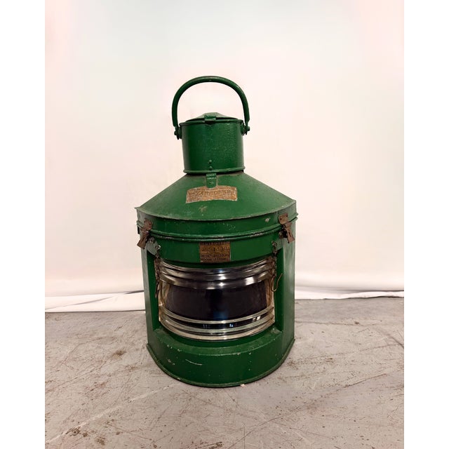 Metal Large Nautical Ships Starboard Lantern, 1920s For Sale - Image 7 of 7