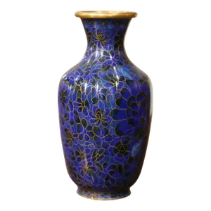 Vintage Chinese Cloisonne Champleve Enamel Vase With Floral Motifs