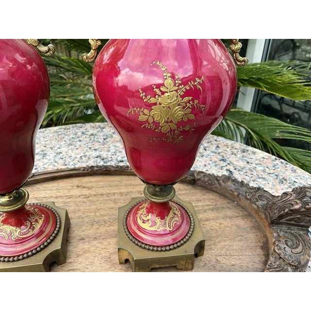 French Sèvres Porcelain and Gilt Bronze Vases, 1880, Set of 2 For Sale - Image 18 of 18