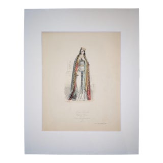 Saint Clotilde, Wife of Clovis I | Hand-Colored Engraving by Hippolyte Pauquet | C. 1868 For Sale