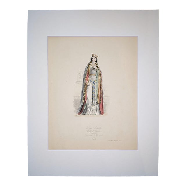 Saint Clotilde, Wife of Clovis I | Hand-Colored Engraving by Hippolyte Pauquet | C. 1868 For Sale