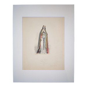 Saint Clotilde, Wife of Clovis I | Hand-Colored Engraving by Hippolyte Pauquet | C. 1868