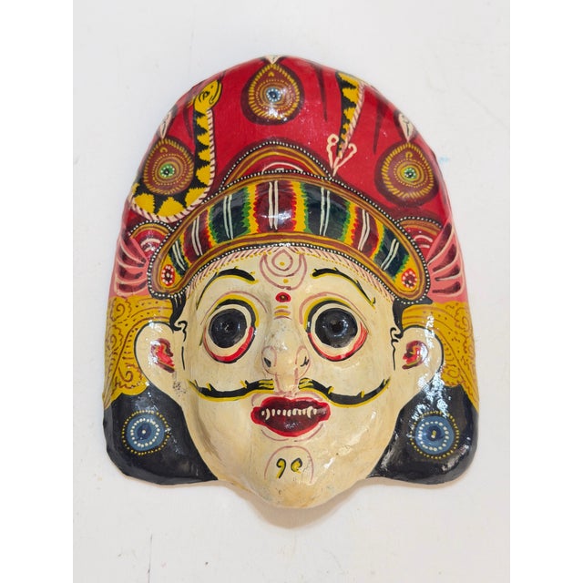 Vintage Nepalese Newar Hand-Painted Papier-Mâché Mask, Kathmandu Valley Style For Sale - Image 10 of 10
