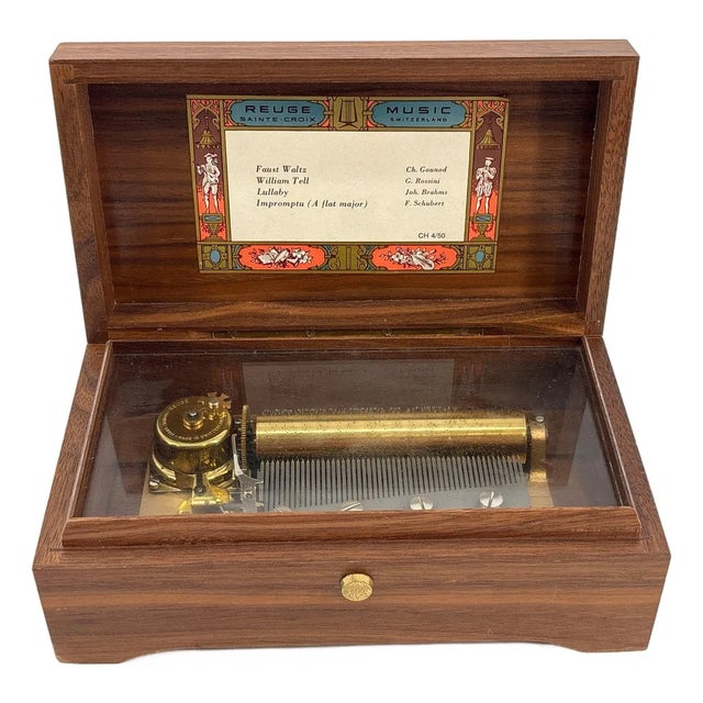 Vintage Reuge Sainte-Croix Hand-Crafted Swiss Cylinder Music Box For Sale