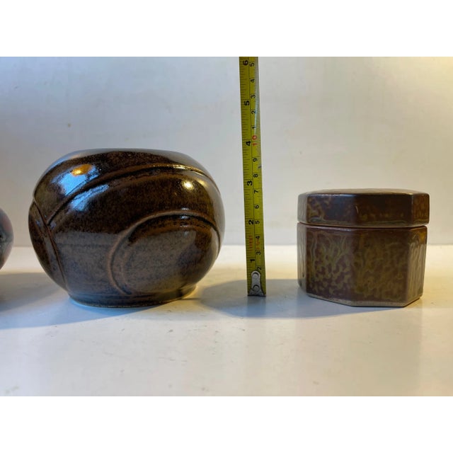 Scandinavian Modern Studio Vases in Glazed Ceramic, 1960s, Set of 3 For Sale - Image 12 of 13