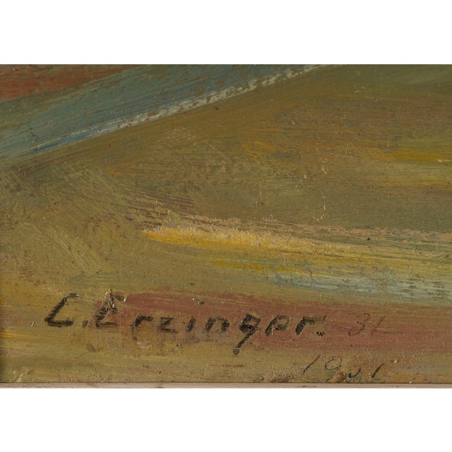 Dimensions without frame: 25 x 37,5 x 0,5 cm. Signed "L. Erzinger" in the lower left corner. A beautifully expressive...