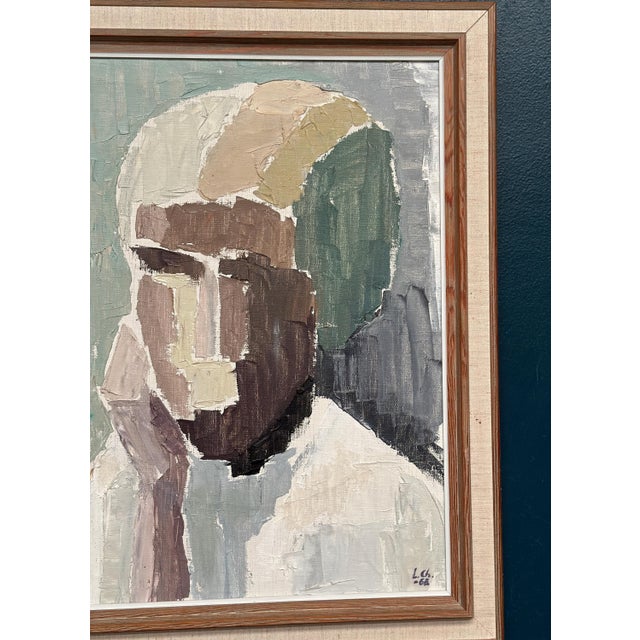 1960s Liisa Chaudhuri, Cubist Portrait, 1960s, Oil Painting on Canvas, Framed For Sale - Image 5 of 18