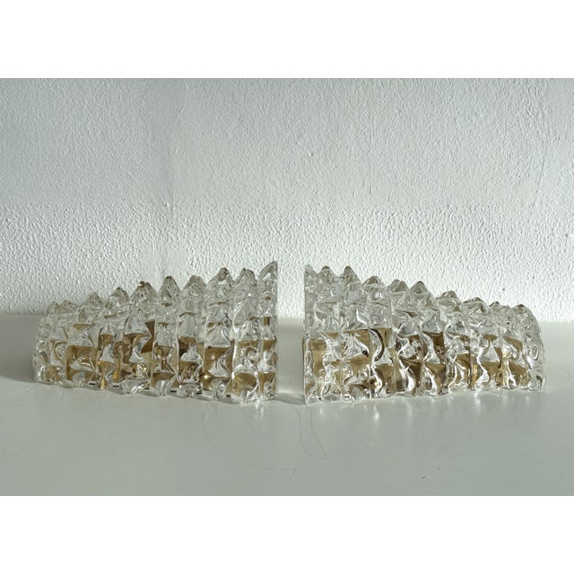 Large Italian Art Deco Style Murano Rostrato Glass and Brass Wall Sconces from Barovier & Toso, 1990s, Set of 2 For Sale - Image 10 of 13