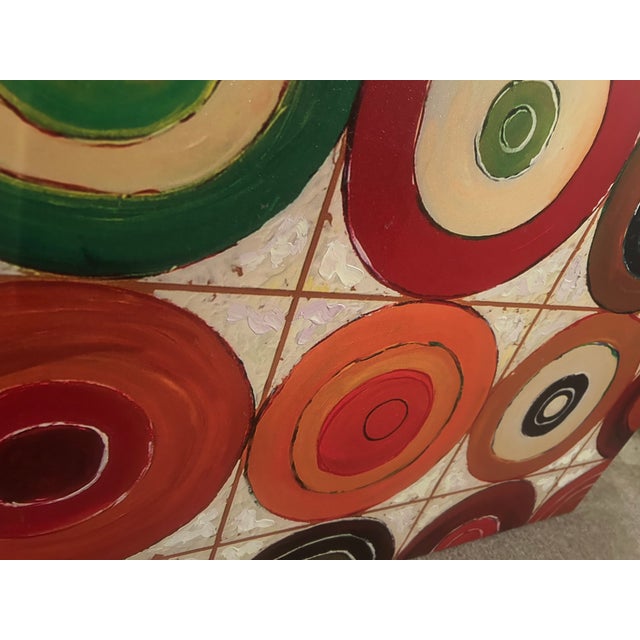 Mid-Century Modern Large Scale 40x40 Roth “Circular Reasoning Iii” Hand-Embellished Mixed Media Canvas Vintage Andrew Kolb Roth Embellished Giclee For Sale - Image 3 of 8