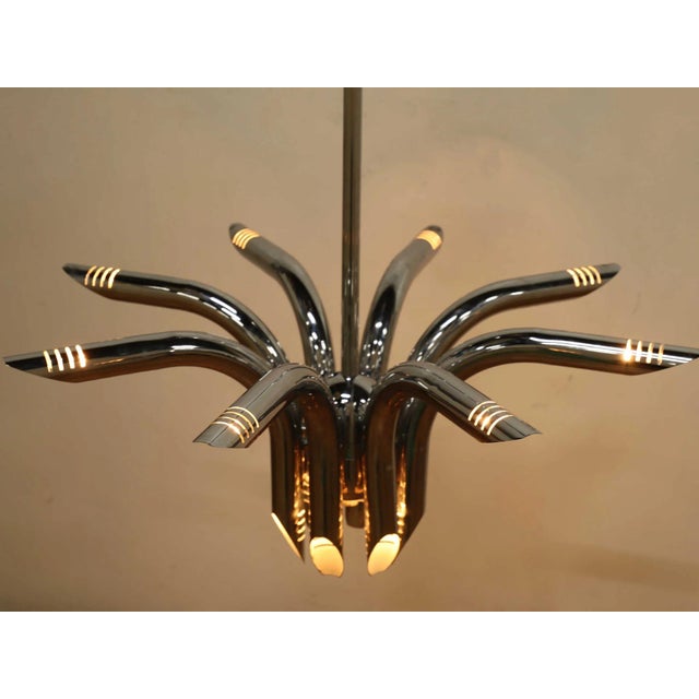 1980s Italian Chrome “Pipe” Chandelier, 16 Lights, Attributed to Goffredo Reggiani For Sale - Image 6 of 12