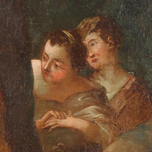 French School Artist, Concert of Love in the Park, 1700s, Oil on Canvas For Sale - Image 6 of 11