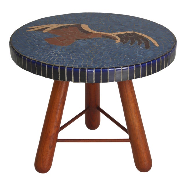 Stained Elm Mosaic Side Table by Otto Færge, Denmark, 1940s For Sale
